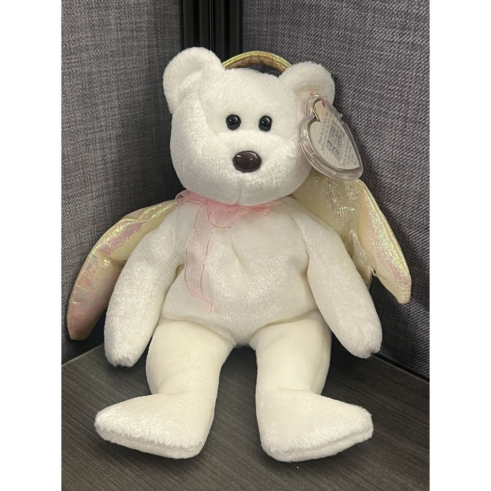 Ty Beanie Baby Halo The Angel‎ Bear Vintage 1998 Brown Nose Tag Free Shipping